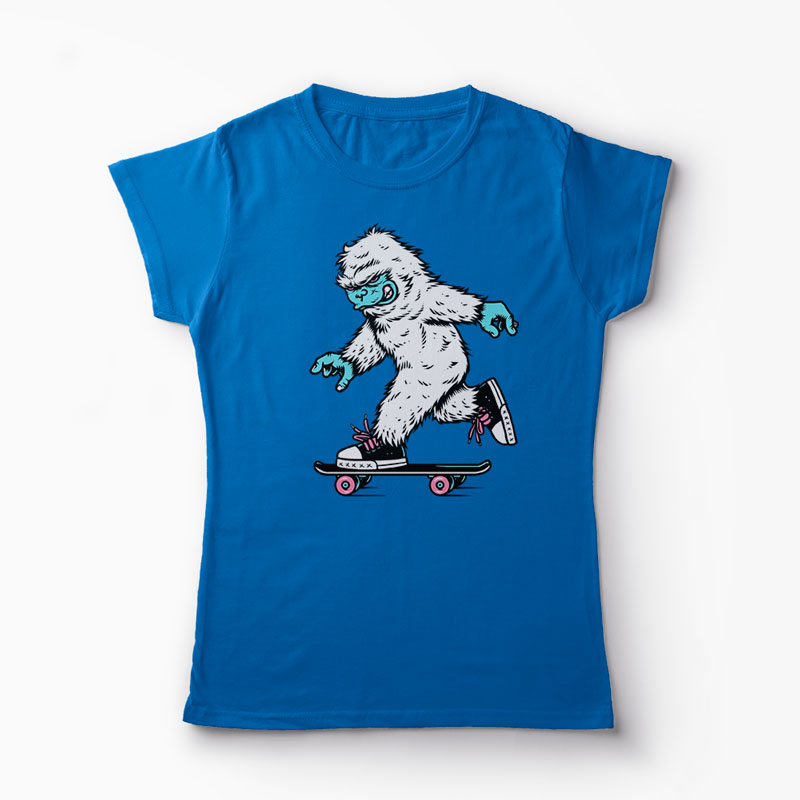 Tricou Skateboarding Yeti - Femei-Albastru Regal